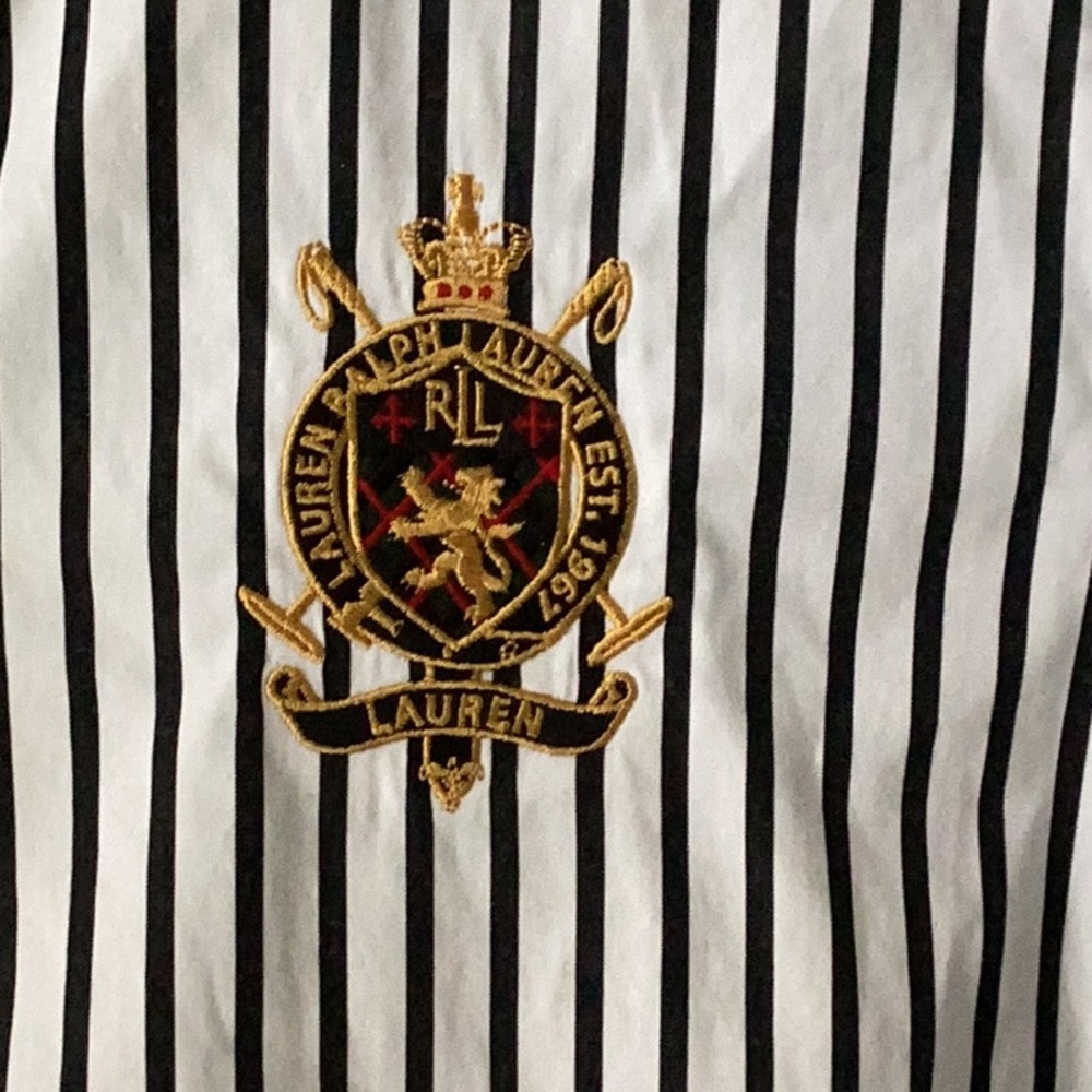LRL Striped Button Down with Crest - image 5